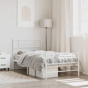 Estrutura de cama com cabeceira e pés 90x190 cm metal branco