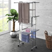 vidaXL Estendal com 3 prateleiras/rodas 60x70x129 cm prateado