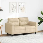 vidaXL Sofá de 2 lugares 120 cm tecido de microfibra cor creme