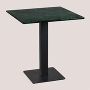 Mesa Bar Quadrada Em Mármore Livanto Verde & ↔︎ 60 Cm & Preto - Sklum