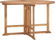 vidaXL Mesa de jantar para jardim dobrável Ø110x75 cm teca maciça