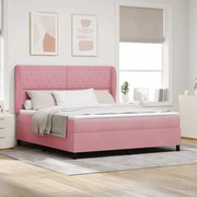 vidaXL Cama com estrado e colchão rosa 180x200 cm em veludo.