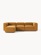 Sofá modular em veludo Lena (4 lugares) com pufe (esquerdo/direito)