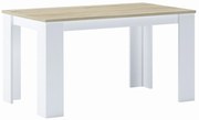 Mesa de jantar 140 cm, Carvalho claro e branco, Tamanho: 80x138x75cm