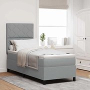 vidaXL Cama Box com Colchão e Luz LED, Cinza Claro, 80 x 200 cm, Tecido