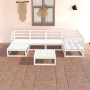 7 pcs conjunto lounge de jardim pinho maciço branco