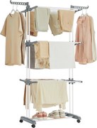 Estendal portátil com rodas, 4 níveis, dobrável | SONGMICS | 126,6 x 64,2 x 169,2 cm | LLR701W01V1.