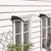 Marquise de Proteção para Portas e Janelas Contra Sol e Chuva Telhado de Proteção com Desenho Moderno 150x90x25 cm Transparente e Preto