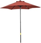 Outsunny Chapéu de Sol de Jardim Ø2x2 m Chapéu de Sol com Mastro de Alumínio Manivela Desmontável Terracota