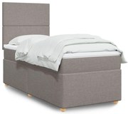 vidaXL Cama com molas/colchão 90x200 cm tecido castanho-acinzentado
