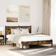 vidaXL Estrutura de cama sem colchão 140x200 cm metal carvalho fumado