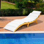 Espreguiçadeira de jardim em madeira de acácia Natural para piscina com almofadas Natural e branca