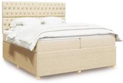 vidaXL Cama com molas/colchão 200x200 cm tecido cor creme