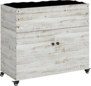 Outsunny Canteiro elevado com rodízios, compartimento com armário, forro interior, visual envelhecido, 110x50x95 cm, Branco | Aosom Portugal
