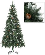 Árvore de Natal artificial com pinhas e brilho branco 210 cm