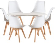 Conjunto Mesa Tower Retangular 120 x 80 cm Branca e Pack 6 Cadeiras Synk Basic - Branco