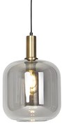 Candeeiro de suspensão design preto e dourado com vidro fumê - Zuzanna Design