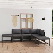 vidaXL 6 pcs conjunto lounge de jardim c/ almofadões vime PE cinzento