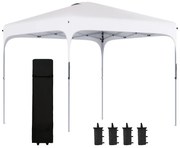 Outsunny Tenda Dobrável 2,5x2,5x2,68cm Tenda de Jardim com Proteção UV 50+ Altura Ajustável com 4 Bolsas de Areia e Bolsa de Transporte para Acampamento Festas Pátio Branco