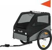 PawHut Reboque de Bicicleta para Cães com Pneus de 50,8 cm, Engate Universal, Refletores, Bandeira, Trela, 139x72x88cm, Cinza e Preto | Aosom Portugal