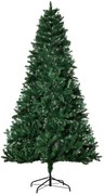 HOMCOM Árvore de Natal Artificial 210cm Ignífuga com 1064 Ramas com 2 Tipos de Pontas de PVC e Base de Aço Decoração de Natal para Interiores Verde