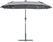 Chapéu de Sol Duplo 295x150x219 cm Chapéu de Sol de Jardim com Luzes L