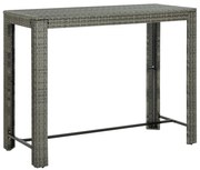 vidaXL Mesa de bar para jardim 140,5x60,5x110,5 cm vime PE cinzento