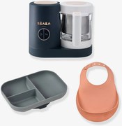 Conjunto Babycook Néo + Prato com compartimentos e Babete de oferta BEABA azul-noite