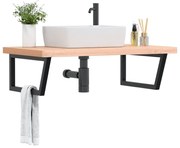 vidaXL Prateleira de parede p/ lavatório aço/madeira de faia maciça