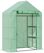 Outsunny Estufa de Jardim 141x72x191cm Estufa com 4 Prateleiras Porta Enrolável Cobertura de PE 140g/m² e Estrutura de Aço Verde | Aosom Portugal