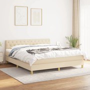 vidaXL Cama com molas/colchão 160x200 cm tecido cor creme