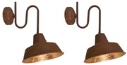 Conjunto de 2 Apliques de Parede Ferrugem com Interior Dourado - Factory Country / Rústico,Industrial