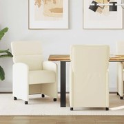 vidaXL Cadeiras de Jantar com Rodas 2 pcs Creme 58 x 65 x 98 cm