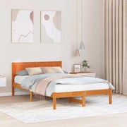 vidaXL Estrutura de Cama Castanho Encerado Castanho Encerado Madeira Maciça