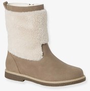 Botas em material sintético com forro e fecho, para menina  toupeira