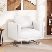 vidaXL Poltrona cubo com pés cromados couro artificial branco