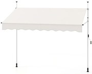 Toldo retrátil manual com manivela, cobertura externa ajustável em altura 400 x 300 cm preto