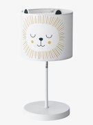 Candeeiro de mesinha de cabeceira, Leão bege-claro liso com decoração