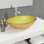 vidaXL Lavatório 50x37x14 cm vidro dourado