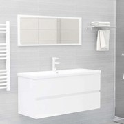 vidaXL 2 pcs conj. móveis casa de banho contraplacado branco brilhante