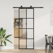 vidaXL Porta deslizante c/ conj. ferragens 76x205cm vidro ESG preto
