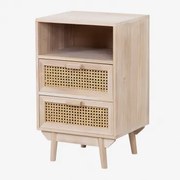 Mesa De Cabeceira Quadrada 40x40 Cm Com Arrumação Em Madeira Ralik Madeira Natural - Sklum