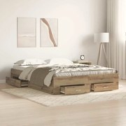 vidaXL Estrutura de Cama com Gavetas Carvalho Artesanal Madeira Derivada