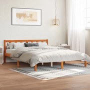Cama sem colchão 160x200 cm madeira pinho maciço castanho-mel