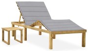 Espreguiçadeira de jardim com mesa e almofadão pinho impregnado