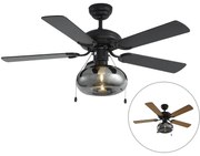 Ventilador de teto preto 107,5cm com interruptor de tração - Mistral Busa Art Deco,Industrial