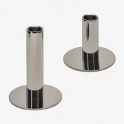 Conjunto De 2 Castiçais Em Aço Tyva Cinza Cromado - Sklum