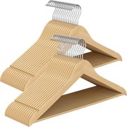 Cabides de madeira naturais, conjunto de 30 cabides finos com entalhes | SONGMICS | 42,9 x 8 x 21 cm | natural | CRW030K01.