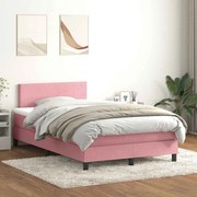 vidaXL Cama com molas/colchão 120x220 cm veludo rosa