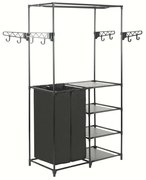 vidaXL Suporte para roupas aço e tecido não tecido 87x44x158 cm preto